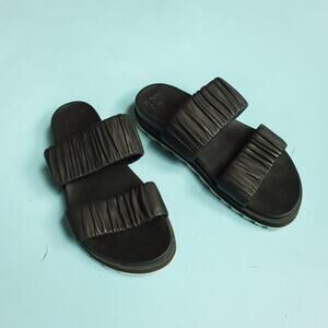 Sorel Roaming Black Chunky Platform Sandals Size 8 Genuine Leather Outdoors